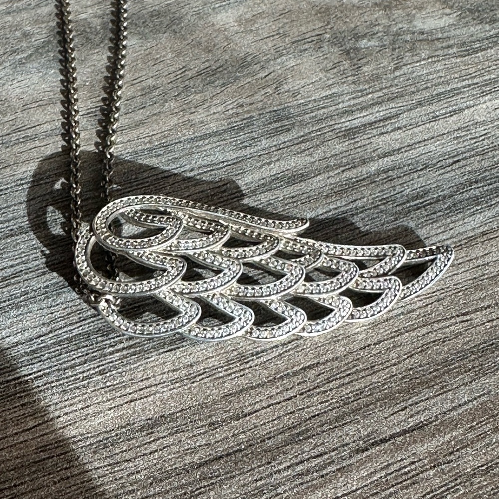 Pandora Elegant Silver Chain Necklace with Angel Wing .925 + 2 more items - Picture 2 of 12